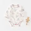 Body de Algodón Puro Antibacteriano Estilo Coreano Cuello Envolvente Triángulo para Bebé Temporada de Primavera y Otoño Traje de Una Pieza de Manga Larga para Bebé Mameluco