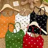 Elegante camisola de lunares con cuentas de dopamina con copas incorporadas para mujer