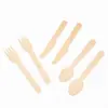 Juego Desechable de Cubiertos de Madera Cuchillo Tenedor Cuchara Ecológico Biodegradable Cubiertos de Abedul Postre Helado Cuchara de Madera Tenedor de Madera Cuchillo de Madera