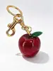 Manzana de Resina con Purpurina Colgante para Bolso de Aleación Fruta de Cereza Simulada Llavero para Coche Accesorio Regalo de Navidad