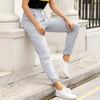 Amazon Wish Transfronterizo 2024 Nuevos Pantalones Deportivos Casuales de Color Puro Europeo y Americano de Cintura Alta Pierna Ancha con Cordón Levanta Glúteos para Mujer