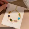 Pulsera Colgante Ovalado de Circonita Chapada en Oro Real de 18k Diseño de Nicho Exquisita Pulsera Lujo Ligero Sensación de Alta Gama Joyería para Manos