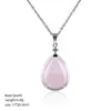 Pingente de Cristal Natural em Forma de Gota d'Água Transfronteiriço com Corrente de Clavícula de Cobre Cravejada de Diamantes, Colar de Cristal de Ametista Natural em Forma de Gota d'Água