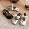 Zapatos de cuero de estilo francés con punta dividida falsos, novedad otoño 2026 versión coreana, zapatos de princesa para niñas con lazo de lunares, zapatos planos de suela blanda