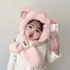 Gorro para Niños Otoño e Invierno Lindo Estilo Coreano Niños y Niñas Bebé Relleno Bufanda para Cuello Infantil Conjunto de Una Pieza Dos Piezas Protección para los Oídos