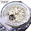 Jaragar Reloj mecánico de moda casual europea y americana con esfera grande, tourbillon, hueco, automático