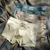 Roupa Íntima Masculina de Seda Satinada Leve de Luxo com Ar Condicionado, Seda Gelada de Verão, Boxer Macio, Sedoso e Respirável, Boxer de Cintura Média Cor Nude