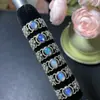 Anel de cobre com incrustação de opala natural estilo atmosfera fashion pedra principal 4*6mm direto da fábrica direto da fábrica abertura pode ser