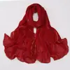 Transmissão ao Vivo Transfronteiriça Comércio Exterior Novo Estilo Cor Sólida Acabamento em Chiffon com Pérolas Lenço Longo Lenço de Gaze de Minoria Étnica Lenço de Cabeça Malaio