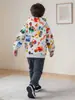 Venta directa de fábrica de sudaderas con estampado de coche de dibujos animados de moda estilo europeo y americano, chaquetas de punto de algodón tipo cárdigan para niños, venta al por mayor