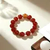 [Crepúsculo] Novo Estilo Pulseira de Flor de Ágata Vermelha Âmbar Sintético para Boa Sorte 10mm Elegante da Moda Pulseira Feminina