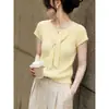 Processamento OEM xale falso de duas peças feminino malha de seda gelada com manga curta blusa de moda verão 2026