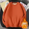 Sudadera de Cuello Redondo de Lana de Cordero para Hombre Invierno Juvenil Engrosada Cálida Color Sólido Sudadera con Capucha Talla Grande Abrigo Holgado