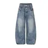 Jeans Estilo Callejero Americano Oso Mágico Estampado Bandera Union Jack Rectos Pantalones Curvos Hip-Hop Sueltos de Pierna Ancha
