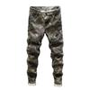 Pantalones vaqueros de trabajo de camuflaje con costuras de marca de moda europea y americana para hombre, ajustados, rectos, elásticos, lavados, casuales, de otoño, nuevos