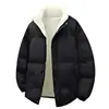 Chaqueta de Algodón de Invierno para Hombre, Abrigo de Algodón de Lana de Cordero de Marca de Moda, Chaqueta Acolchada Corta con Cuello Alto para Parejas Forrada de Felpa, Ropa Exterior de Algodón de Color Sólido