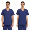 Uniformes Cirúrgicos Elásticos de Manga Curta para Mulheres, Roupa de Trabalho Cirúrgica para Homens, Aventais de Isolamento, Conjunto Cirúrgico Médico de Duas Peças