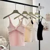 Camisola rosa retorcida dulce y esponjosa estilo coreano con copas, top sin espalda juvenil con un hermoso diseño en la espalda