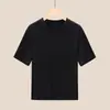 Camiseta básica de cuello redondo para mujer, nuevo modelo primavera y otoño 2026, hecha de algodón modal y lana, corte ajustado, tacto de alta gama, top de manga media