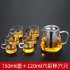 Taza de Té Pequeña de Vidrio Resistente al Calor para el Hogar Juego de Té Kung Fu Traje Transparente Taza Maestra Individual Engrosada con Asa 6 Piezas