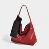 Bolsa de Mão Tecida Versátil Estilo Coreano para Mulheres, Bolsa de Ombro em Couro Macio, Bolsa Quadrada Pequena, Bolsa Transversal Casual Retro para Compras, Bolsa Mãe-Filha