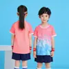 Conjunto de Uniforme de Badminton Infantil, Mesmo Estilo para Homens e Mulheres, Camisa Esportiva de Manga Curta de Secagem Rápida para o Verão