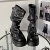 Botas Martin de Suela Gruesa para Mujer 2026 Otoño Nuevas, de Venta Caliente, Adelgazantes, Versátiles, que Aumentan la Altura, Casuales, Cómodas, Arrugadas, Apiladas, de Media Caña