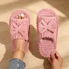 Zapatillas de Piel de Punta Abierta de Venta Caliente Transfronterizas para Mujer, de Otoño/Invierno, Antideslizantes, de Interior, con Suela Gruesa, de Felpa y Algodón para el Hogar, al por Mayor