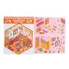 Pegatinas de paisaje apiladas con visión estéreo 3D de Panda antiguo sin cortes, escena de microescala de descompresión, cabaña de bricolaje, cuenta manual
