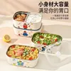 Lonchera compartimentada de acero inoxidable para estudiantes y trabajadores de oficina, apta para microondas, recipiente para almuerzo lindo y moderno