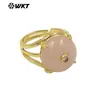 Wt-R603 Exportação Mais Vendido Clássico Elegante Anel Unissex Banhado a Ouro 18K com Pedra Opala e Obsidiana Joias