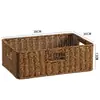 Mesa de Té Cesta de Bocadillos Mesita de Noche Caja de Almacenamiento Cesta con Cajón Cesta de Almacenamiento para Artículos de Baño Marco de Ratán de Plástico