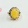 Anillo de Ámbar Natural Guan Yu Anillo de Dedo Cera de Miel Joyería de Lujo Ligero para Mujer Fábrica Venta al por Mayor y Entrega S3120408