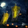 Decoração de caveira brilhante pendurada para casas mal-assombradas, salas secretas, adereços para montagem de atmosfera de terror, luzes LED de festa, decoração de fantasma