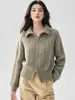Cárdigan de punto 100% cachemira para mujer, artístico, casual y de inspiración vintage, con intrincados detalles de punto trenzado, una chaqueta suéter de longitud corta