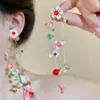 Diseño Único Aretes Coloridos de Dopamina con Cuentas Largos Exagerados Adelgazantes para el Rostro Aretes de Tuerca Divertidos con Borla de Cristal