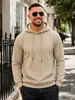 Sudadera cálida casual holgada para hombre, con capucha y cordón, de jacquard a cuadros pequeños estilo retro americano, color liso, transfronteriza