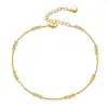 Tobillera de Bolas Chapadas en Cobre Dorado con Diseño de Nicho Transfronterizo Europeo y Americano, Moderna, Sencilla, Exquisita, Versátil, Cadena para el Pie Ajustable para Mujer