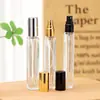 Botella de Perfume de Vidrio Transparente de 10 ml con Tapa, Botella Portátil de Hidratación para Viaje, Botella con Atomizador de Niebla Fina, Botella Dispensadora de Muestras