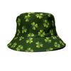 Sombrero de pescador de doble cara con estampado de trébol de cuatro hojas, moderno, combinable con todo, pequeño para hombre y mujer.