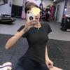 Camiseta Deportiva Slim de Manga Corta con Media Cremallera Ropa de Verano para Yoga Correr Ajustada Elástica Top de Entrenamiento