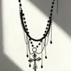 Collar Cruz Perla Y2K Millennial Hot Girl Cadena de Cintura Multiusos Multicapa Cadena de Suéter Nicho Lujo Ligero