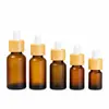 Frasco gotero de aceite esencial marrón de bambú creativo 10ml15ml20ml30ml botella de embalaje cosmético