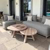 Sofá de Madera Maciza para Exterior Patio Jardín Villa B&B Muebles Impermeable Protección Solar Aire Libre Anticorrosión Teca Sofá de Hotel