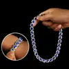 Corrente de Gelo de Açúcar com Cristais de Diamante em Liga de Vidro de 12mm Estilo Europeu e Americano da Amazon, Corrente Cubana Hip-Hop de Alta Qualidade para Vendas Transfronteiriças
