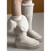 Botas de Neve Quentes com Solado Grosso para Mulheres 2026 Novo Estilo Inverno Plus Veludo Engrossado Retrô Nordeste Peles Algodão Sapatos