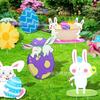 Transfronterizo 2025 Nuevo Inserto de Piso de Pascua Señal Impermeable para Exteriores Jardín Conejo Huevos Decorativos para Césped