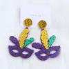 Aretes Personalizados de Corona de Carnaval Aretes de Máscara de Estrella Aretes Acrílicos Estampados Aretes para Mujer
