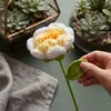 Atacado Pronto Feito Alta Qualidade Lã Crochê Feito à Mão Flor Rosa Tricô à Mão Flor Artificial Dia dos Namorados Dia do Professor Presente