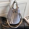 Bolso de Lona Simple Estilo Coreano para Mujer 2026 Bolso de Mano Casual de Moda Bolso Cubo Bolso Cruzado Versátil para Estudiantes